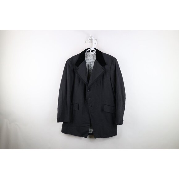 Vtg 70s Streetwear Mens 46L Velvet Collar Smoking Prom Tuxedo Suit Jacket USA